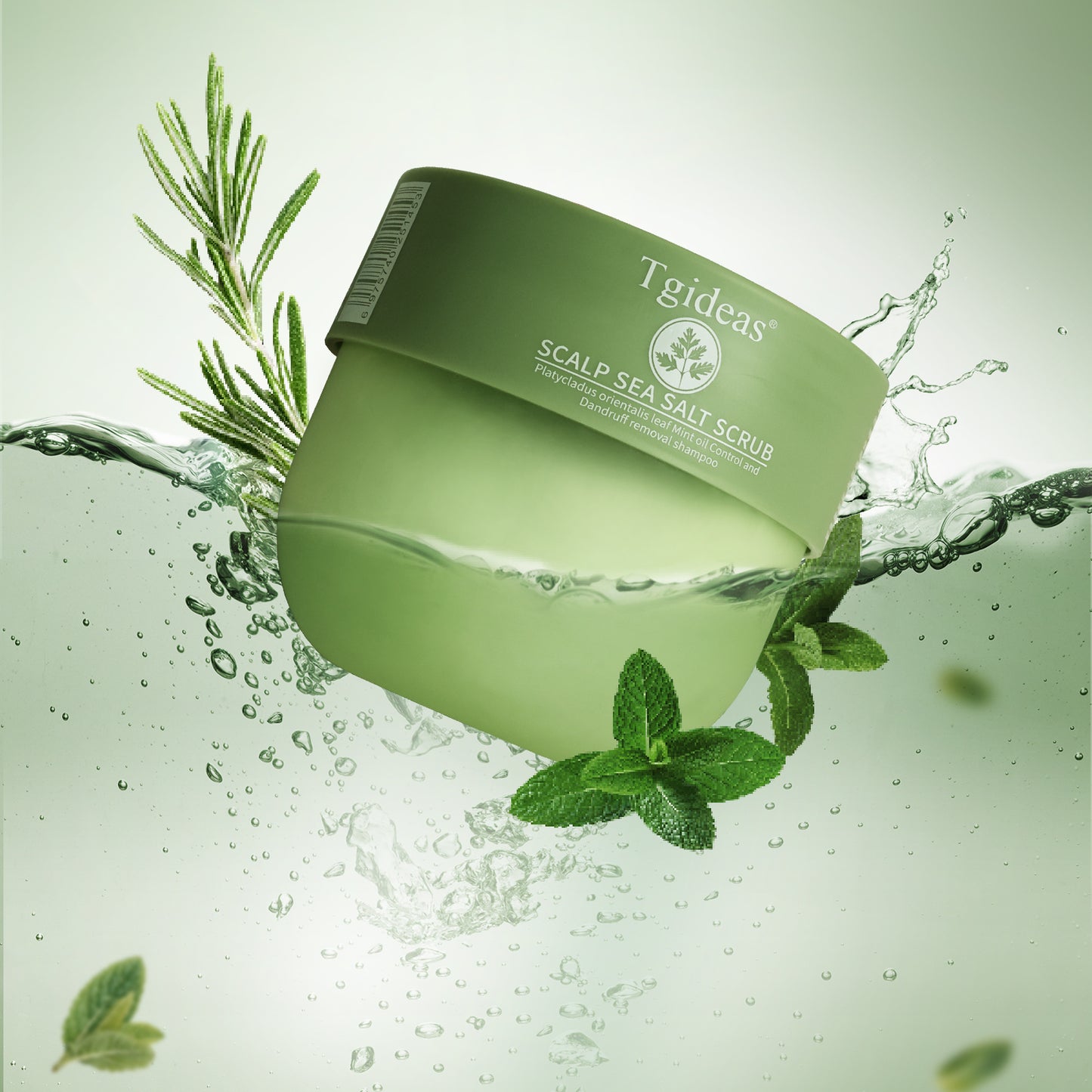 Tgideas Sea Salt Scalp Scrub with Rosemary, Argan Oil & Mint - Natural Exfoliating Shampoo to Control Dandruff, Volumize Roots & Deeply Hydrate - Unisex 8.72 oz with Silicone Scalp Massager