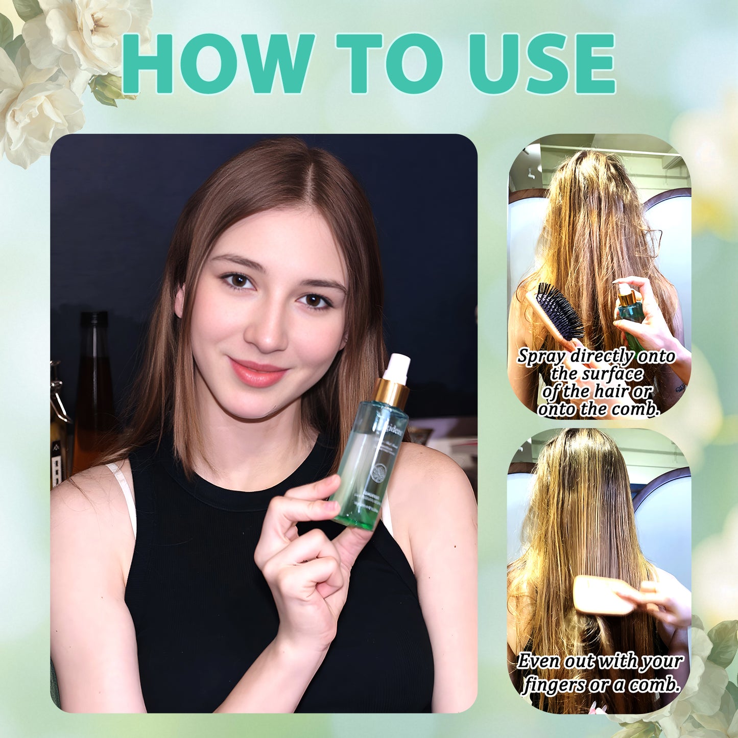 Tgideas Hair Oil Spray-TgideasLeave-In Conditioner with Golden Pine and Bergamot Oils - Rosemary Hair Oil Spray - For Dry, Curly, Frizzy Hair - Styles, Moisturizes, Repairs Scalp and Hair - For Men and Women