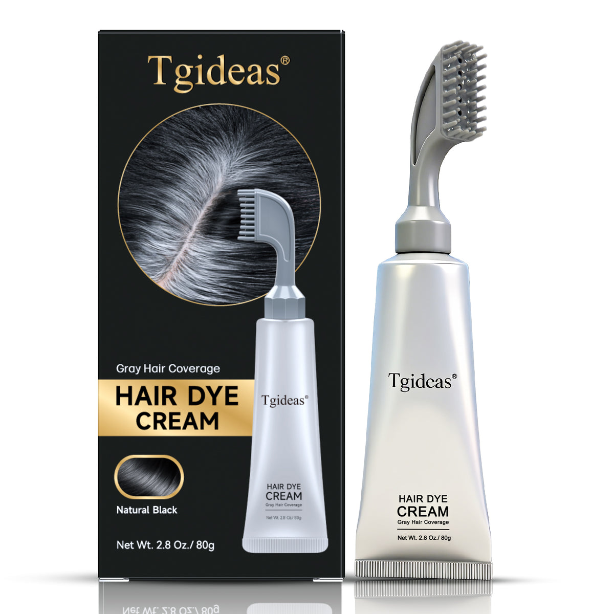 Tgideas Comb‑In Hair Dye Cream for Gray Coverage – Natural Black & Dark Brown-zrl