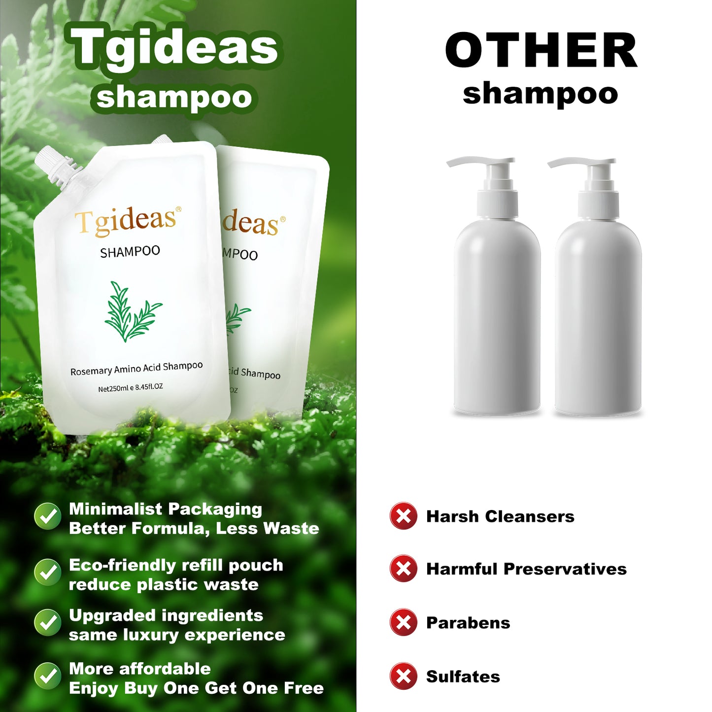 Rosemary Amino Acid Shampoo, Hair Growth Shampoo for Thinning Hair Women and Men Hair Loss, Zinc PCA Thicken & Strengthen Scalp with Hydrolyzed Silk 8.45 fl.oz - 2 Packs