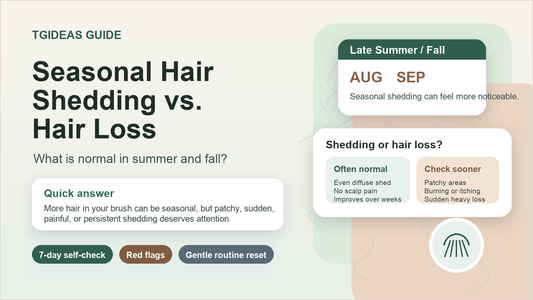 Tgideas educational guide comparing seasonal hair shedding and hair loss in summer and fall