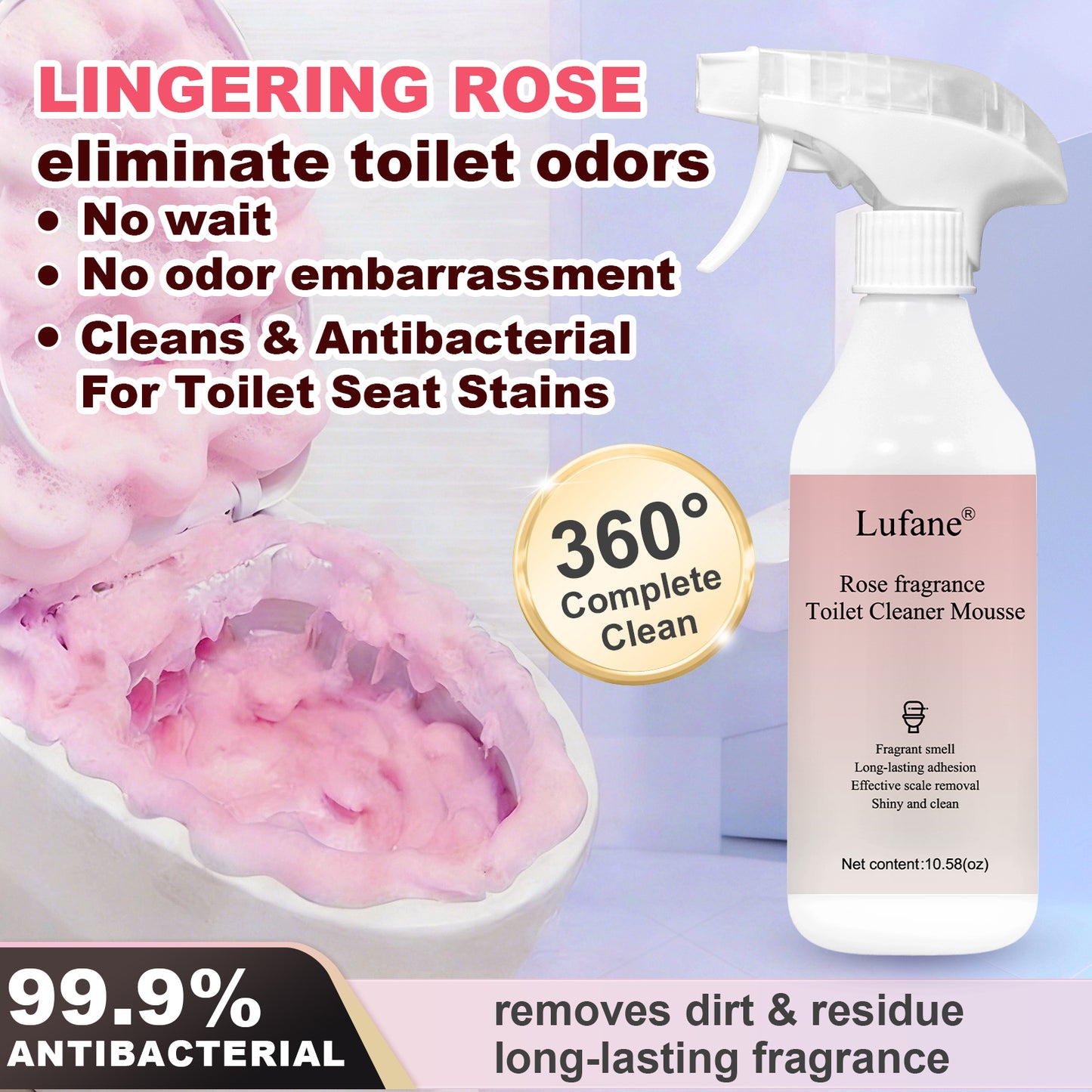 Lufane® Rose Bathroom Foam Cleaner (10.58 oz)