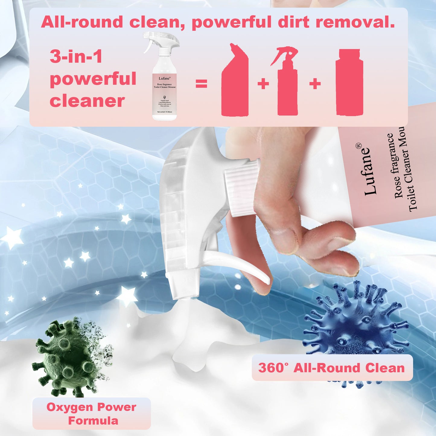 Lufane® Rose Bathroom Foam Cleaner (10.58 oz)