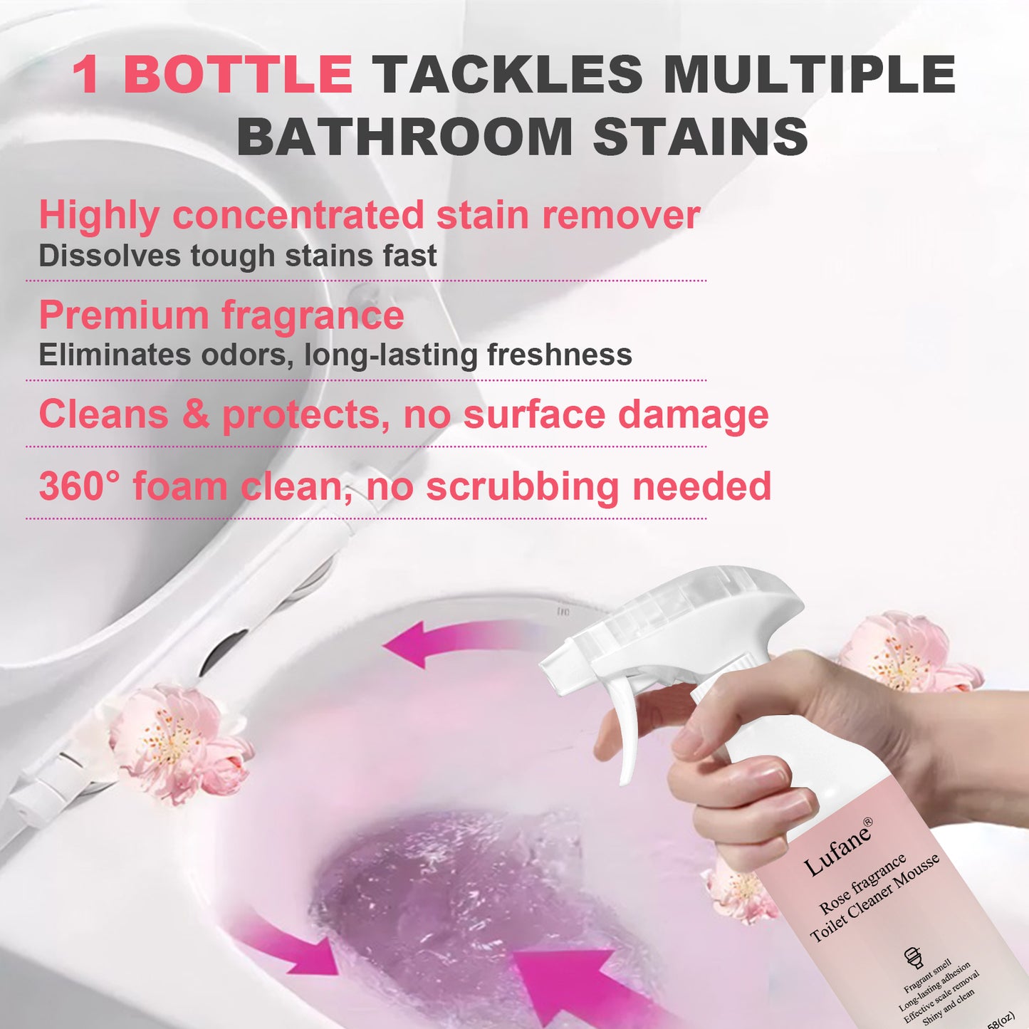 Lufane® Rose Bathroom Foam Cleaner (10.58 oz)