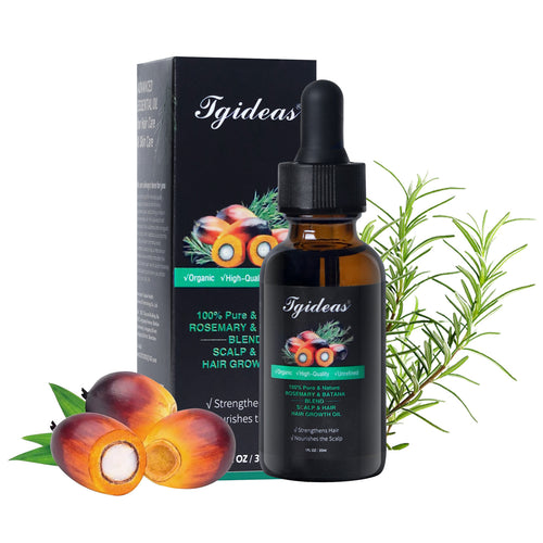 Batana and rosemary hair oil by Tgideas promotes fuller hair with natural nourishment and scalp care benefits.
