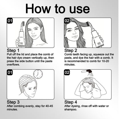 Tgideas Comb‑In Hair Dye Cream for Gray Coverage – Natural Black & Dark Brown-zrl