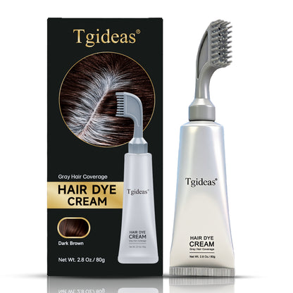 Tgideas Comb‑In Hair Dye Cream for Gray Coverage – Natural Black & Dark Brown-zrl